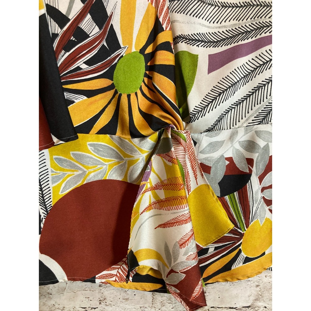 Zara Basic Top Womens Medium Rust & Mustard Tropi… - image 2